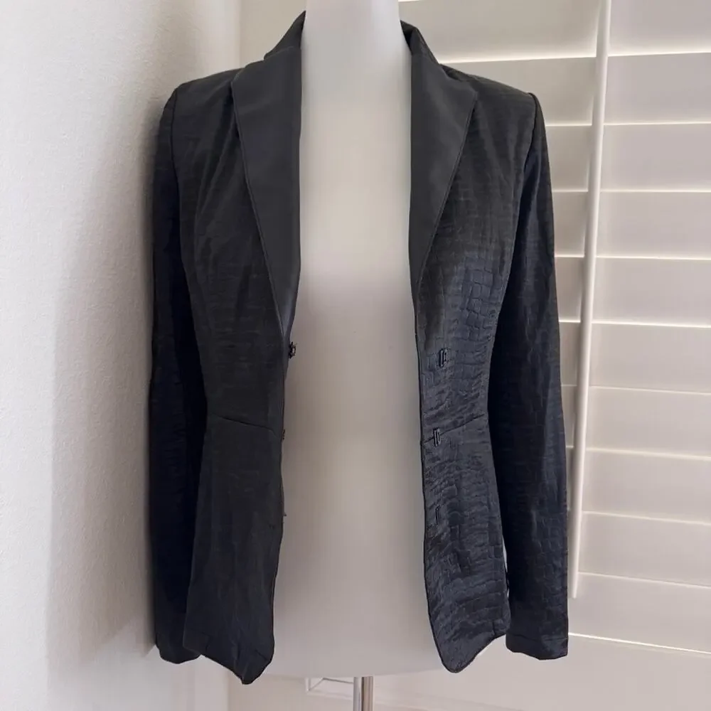 Wolford Black Croco fitted 3 button Blazer In size 6
